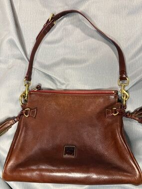Dooney & Bourke Brown Leather Shoulder Bag with Gold Hardware
